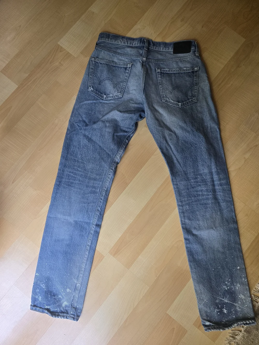 Edwin Raymon Selvedge Men's Blue Distressed Jeans with Paint Splatter Size 32